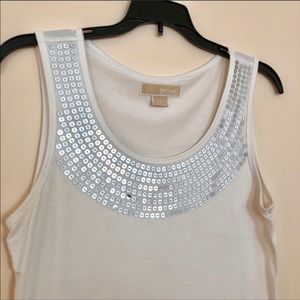 Michael Kors White Sleeveless Tank with Sequins M